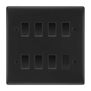 BG Matt Black 7 Gang Intermediate Custom Grid Light Switch with Back Box Included by British General (BG-NEXUS-MB-7G-CUSTOM-7x-INT-SWITCH)