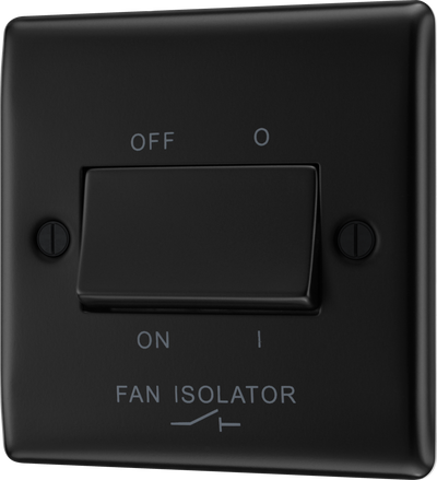 BG NFB15 Nexus Metal Matt Black 1 Gang 10A Triple Pole Fan Isolator Switch