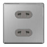 BG FBS98G Flatplate Screwless 16A, 2 Gang Unswitched Euro Socket, Brushed Steel by British General (BG-FBS98G-Shopify-SA_1)