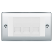 BG Nexus Polished Chrome 3 Gang Master Telephone Socket – White Insert by British General (BG-NPCBTM3W)