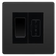 BG Evolve Black Chrome 2 Way Light Switch & 13A Fused Spur Plate | Black Insert