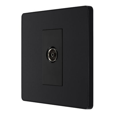 BG Evolve Matt Black Single Co-Axial Socket PCDMB60B with 35mm Steel Back Box