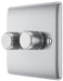 NBS82 Side -This trailing edge double dimmer switch from British General allows you to control your light levels and set the mood. The intelligent electronic circuit monitors the connected load and provides a soft-start with protection against thermal,