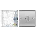 BG Nexus Brushed Steel 13A Unswitched Fused Connection Unit NBS54 with 25mm Steel Back Box