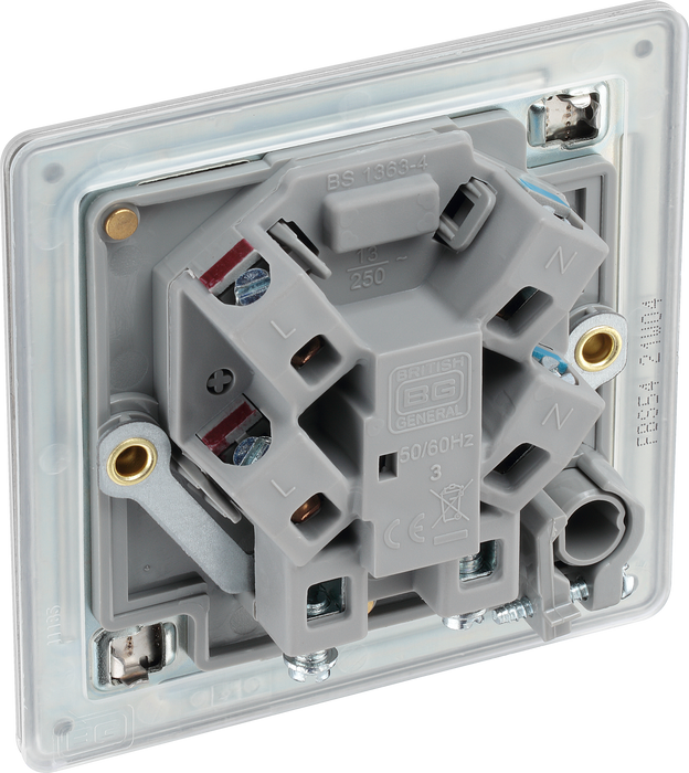 FBS54 Back - This 13A fused and unswitched connection unit from British General provides an outlet from the mains containing the fuse ideal for spur circuits and hardwired appliances.