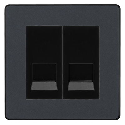 BG Evolve Matt Grey Double Master Telephone Socket, Screw Terminal - Black Insert by British General (BG-PCDMGBTMS2B)
