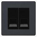 BG Evolve Matt Grey Double Master Telephone Socket, Screw Terminal - Black Insert