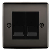 BG Nexus Black Nickel Double IDC Secondary Telephone Socket - Black Insert by British General (BG-NBNBTS2B)