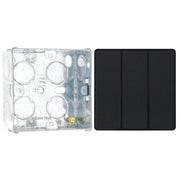 BG Evolve Matt Black 2 Way Triple Edge to Edge Rocker Switch PCDMB43EB with 35mm Steel Back Box