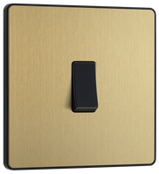 BG PCDSB12B Satin Brass Evolve 1 Gang 20A 16AX 2 Way Light Switch - Black Insert