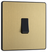 BG PCDSB12B Satin Brass Evolve 1 Gang 20A 16AX 2 Way Light Switch - Black Insert