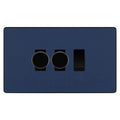 BG Evolve Matt Blue 3 Gang Light Switch 2x Trailing Edge LED Dimmer 1x 2 Way Custom Switch