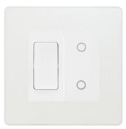 BG Evolve Pearlcent White Screwless 2 Gang Custom Switch 1x 2 Way Switch 1x Secondary Touch Dimmer White Inserts by British General (EVOLVE-PW-2G-1x2WAY-SWITCH-1xSTD-WI)