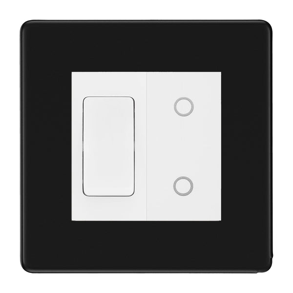 BG Matt Black Screwless 2 Gang Custom Switch 1x 2 Way Switch 1x Secondary Touch Dimmer White Inserts