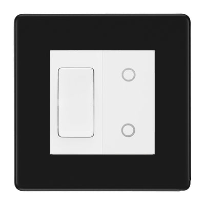 BG Matt Black Screwless 2 Gang Custom Switch 1x 2 Way Switch 1x Secondary Touch Dimmer White Inserts by British General (BG-SL-MB-2G-1x-2WAY-SWITCH-1x-STD-WI)