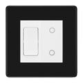 BG Matt Black Screwless 2 Gang Custom Switch 1x 2 Way Switch 1x Secondary Touch Dimmer White Inserts
