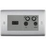 BG Nexus Brushed Steel 4G Faceplate with HDMI + TV/FM/SAT Module - Grey Insert by British General (BG-NBSEMR4-HDMI-TVFM2G)