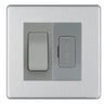 BG Flatplate Screwless Brushed Steel 20A Double Pole Switch & 13A Fused Spur Plate | Grey Insert by British General