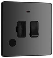BG PCDBC52B Black Chrome Evolve 13A Flex Outlet Neon Switched Fused Spur Unit - Black Insert by British General (BG-PCDBC52B)