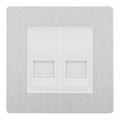 BG Evolve Brushed Steel Double IDC Secondary Telephone Socket - White Insert