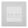 BG Evolve Brushed Steel Double IDC Secondary Telephone Socket - White Insert by British General (BG-PCDBSBTS2W)
