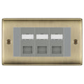 BG Nexus Antique Brass 3 Gang RJ45 CAT6 Data Socket Grey Inserts