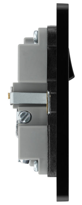 BG PCDMB21UAC18B Evolve | Matt Black - Black Insert |1 Gang 13A Single Pole 1x USB-A 1x USB-C Switched Socket by British General (BG-PCDMB21UAC18B)