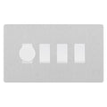 BG Evolve Brushed Steel 4 Gang Switch 1x Trailing Edge LED Dimmer 3x Intermediate Custom Grid Switch