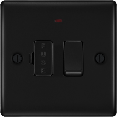 BG NFB52 Nexus Metal Matt Black 13A Neon Switched Fused Spur Unit