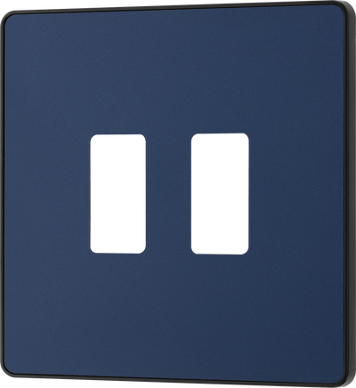BG RPCDDB2B Evolve Grid Matt Blue 2 Module Square Front Plate - Black Trim