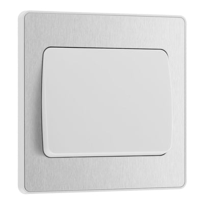 BG Evolve Brushed Steel 1G Wide Rocker Light Switch PCDBS12WW with 35mm Steel Back Box