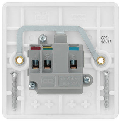 BG 829 Moulded Round Edge | White | 1 Gang 5A Unswitched Round Pin Socket by British General (BG-829)