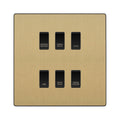 BG Evolve Satin Brass Custom Appliance Grid Switch 6 Gang Screwless