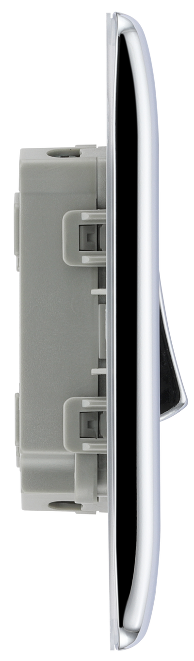 BG NPC42 Nexus Metal Polished Chrome 2 Gang 10A 10AX 2 Way Plate Switch
