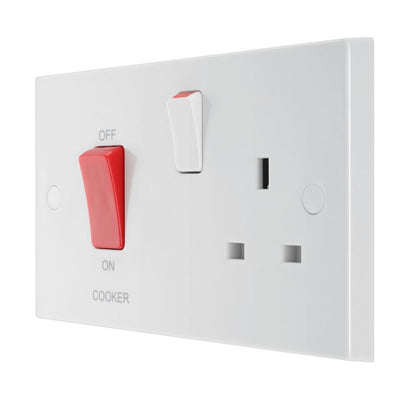 BG 971 Moulded Square Edge | White | 45A Switch 13A Switched Socket Cooker Control Unit by British General (BG-971)