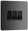 BG PCDBC43B Black Chrome Evolve 3 Gang 20A 16AX 2 Way Light Switch - Black Insert by British General (BG-PCDBC43B-Shopify-SA_1)