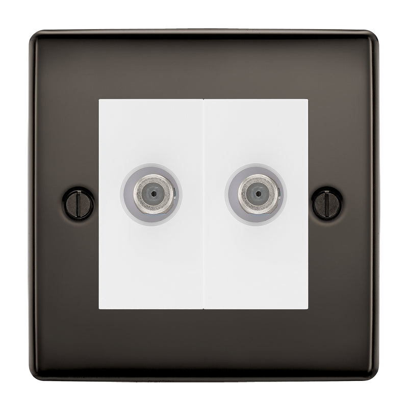 BG Nexus Metal Black Nickel Double Satellite Socket NBN642W