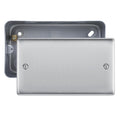 BG Nexus Brushed Steel Double Blank Plate with Surface Pattress Back Box
