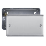 BG Nexus Brushed Steel Double Blank Plate with Surface Pattress Back Box by British General (BG-NBS95+MC502)