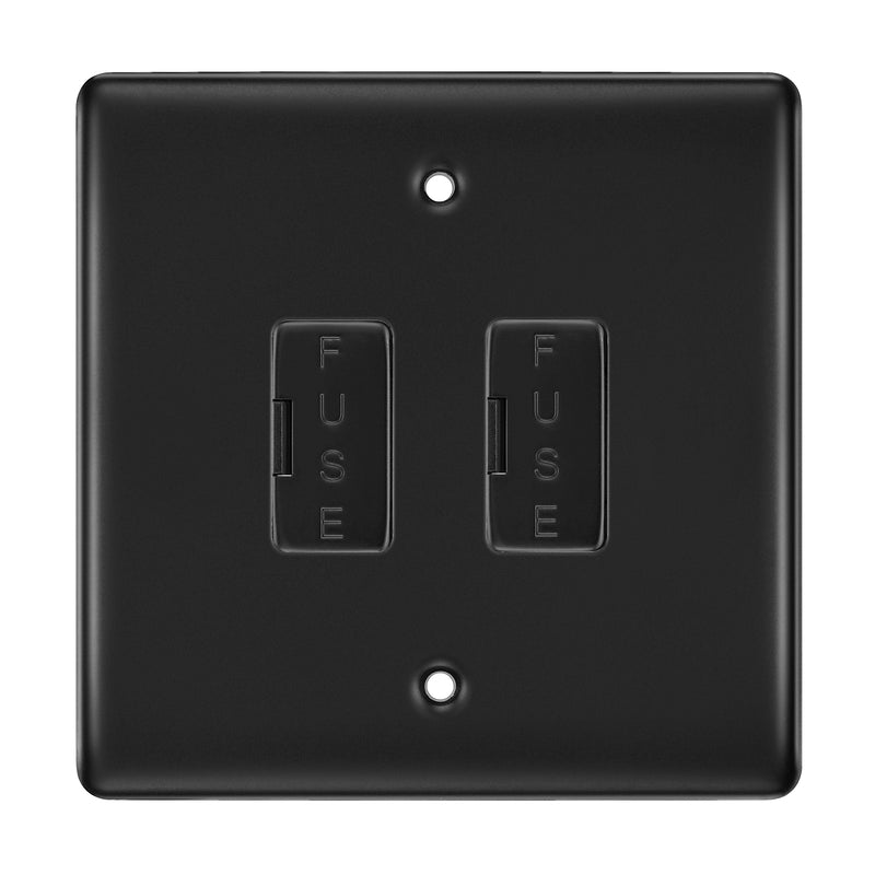 BG Matt Black 2 Gang Unswitched Fused Spur 13 Amp Connection Unit