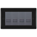 BG Nexus Matt Black 4 Gang IDC Secondary Telephone Socket - Grey Insert
