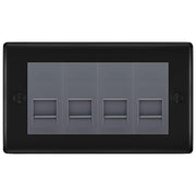 BG Nexus Matt Black 4 Gang IDC Secondary Telephone Socket - Grey Insert by British General (BG-NFBBTS4G)