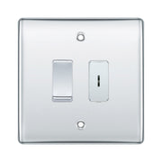 BG Polished Chrome 2 Gang 2 Way Single Pole Key Switch with 2 Way Single Pole Switch by British General (BG-NEXUS-PC-2G-1x-KS-1x-SP)