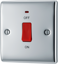 BG NPC74 Nexus Metal Polished Chrome 45A 2 Pole Neon Cooker Switch