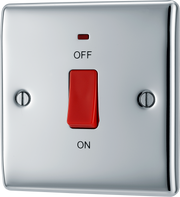 BG NPC74 Nexus Metal Polished Chrome 45A 2 Pole Neon Cooker Switch by British General (BG-NPC74-Shopify-SA_1)