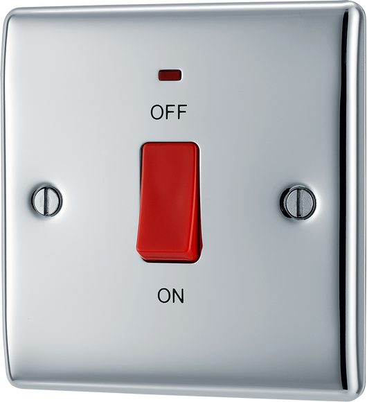  NPC74 Front - This 45A double pole switch with indicator from British General is ideal for use with cookers and ovens.