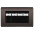 BG Nexus Black Nickel 4 Gang RJ45 Cat6 Data Socket Outlet Black Inserts
