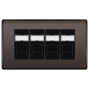 BG Nexus Black Nickel 4 Gang RJ45 Cat6 Data Socket Outlet Black Inserts by British General (BG-NBNRJ454B)