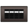 BG Nexus Black Nickel 4 Gang RJ45 Cat6 Data Socket Outlet Black Inserts by British General (BG-NBNRJ454B)