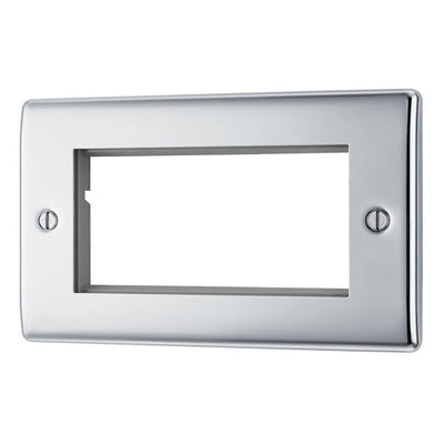 BG Nexus Polished Chrome 4 Gang Secondary Telephone Socket, Screw Terminal - Black Insert